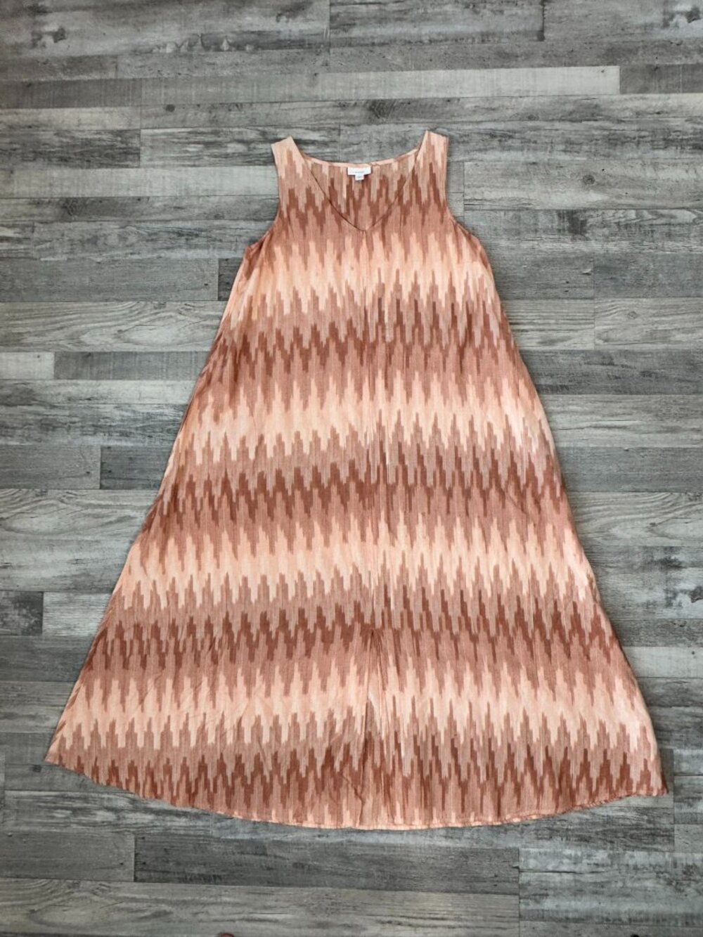 J. Jill Pure Jill Pink Ikat Sleeveless Midi Dress Size Small Front Slit B4